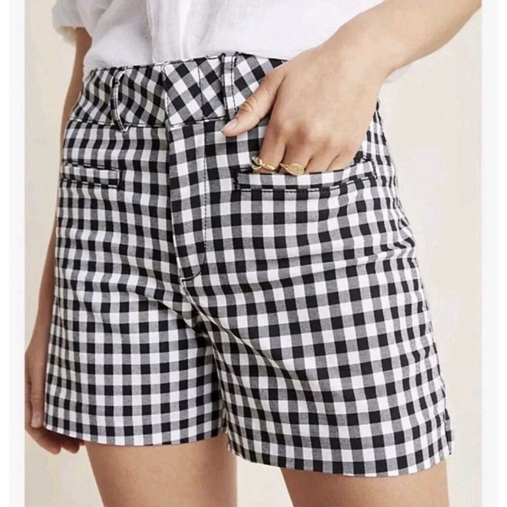 Anthropologie Women’s Size 27 Picnic Gingham Shorts Black / White Preppy - Picture 2 of 11